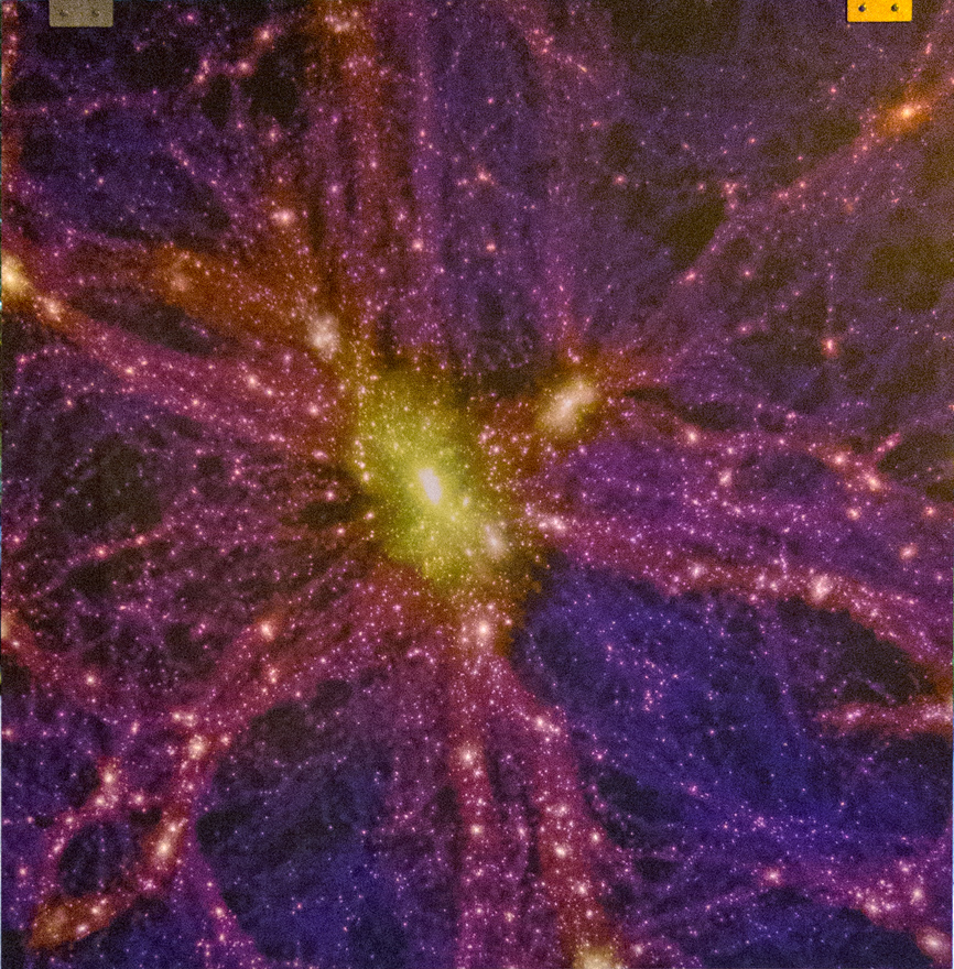 Red de la materia oscura, foto de Simon D. M. White y Volker Springel, del Instituto Max Planck para la Astrofísica, Garching, Alemania.