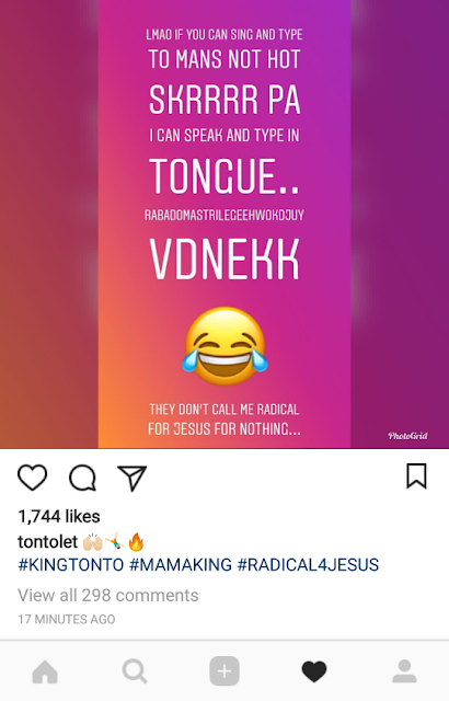 Tonto Dikeh now writes in tongues