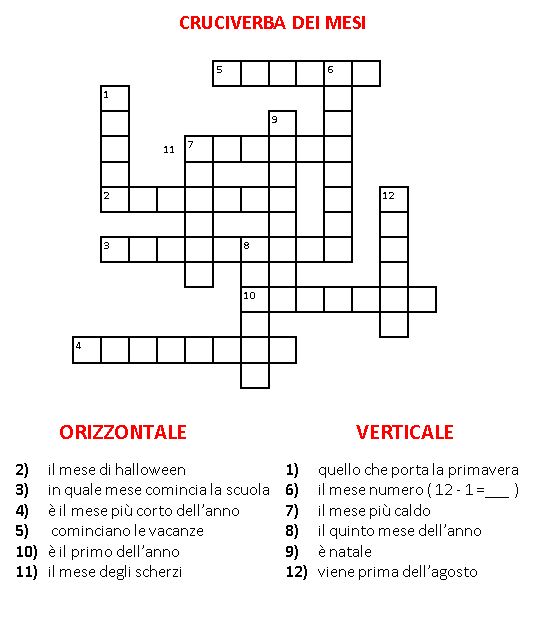 Kinder Giochi Cruciverba con definizione