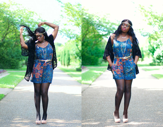 H&M blue paisley print playsuit 