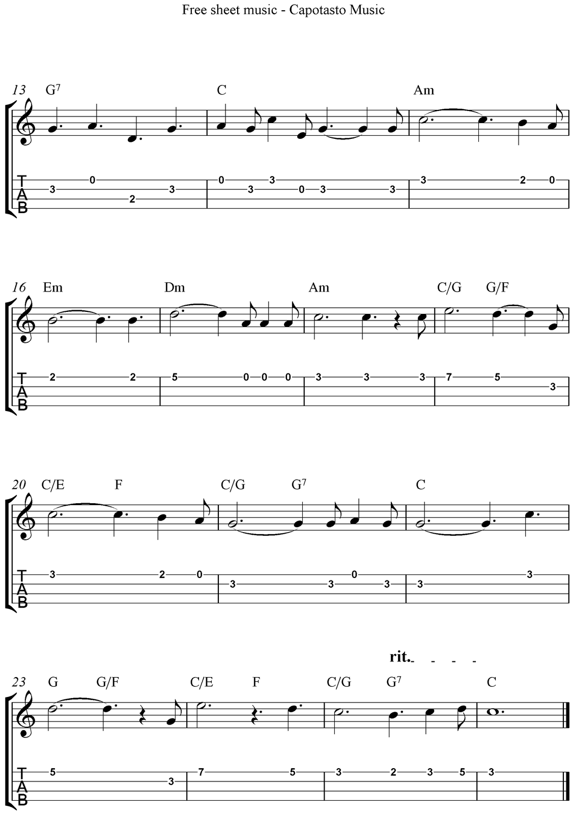 tubescore: O Holy Night Tab Sheet Music for Guitar Christmas Carol with  chords