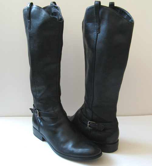 TALL BLACK LEATHER RIDING BOOTS HARNESS COLDWATER WOMENS SIZE 9.5