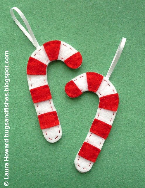 Bugs And Fishes By Lupin How To Felt Candy Cane Ornaments - Diy Candy Cane Ornaments