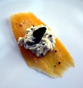 Farmer's market yellow heirloom carrot with oregano-shallot cashew cheese and cracked black pepper