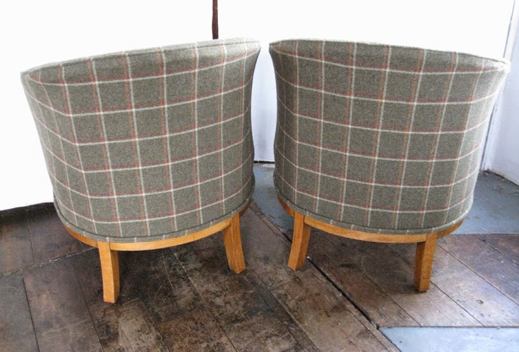 Mick Sheridan Upholstery 1920's Tub Chairs in Sanderson Wool