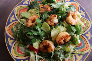 Baby Kale Chef Salad with Butter Harissa Shrimp