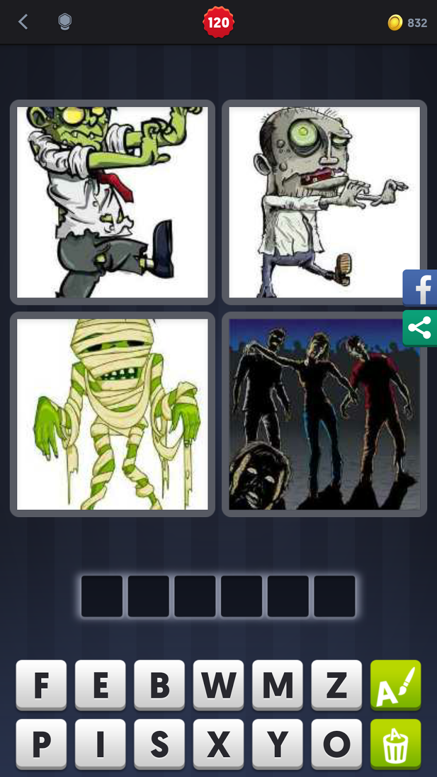 4 Pics 1 Word Answers Solutions LEVEL 120 ZOMBIE
