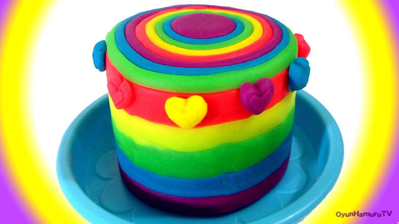 Oyun Hamuru 5 Renkli Gökkuşağı Pasta Yapımı Play Doh Rainbow Cake