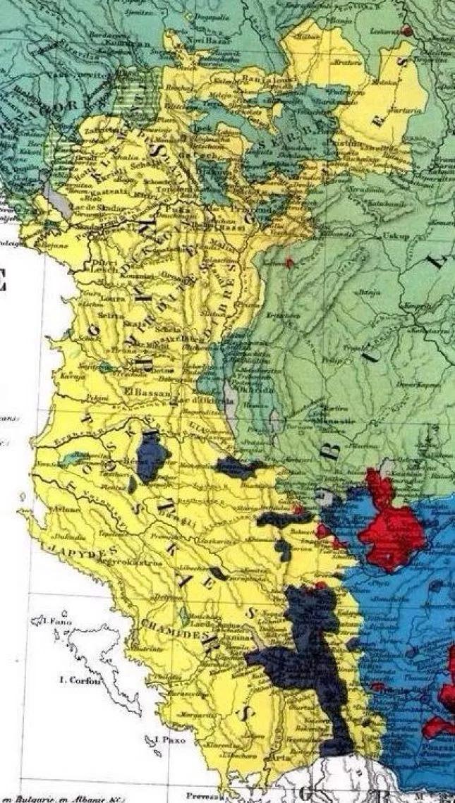 Greater Albania - a map of two centuries ago of the Frenchman reveals 