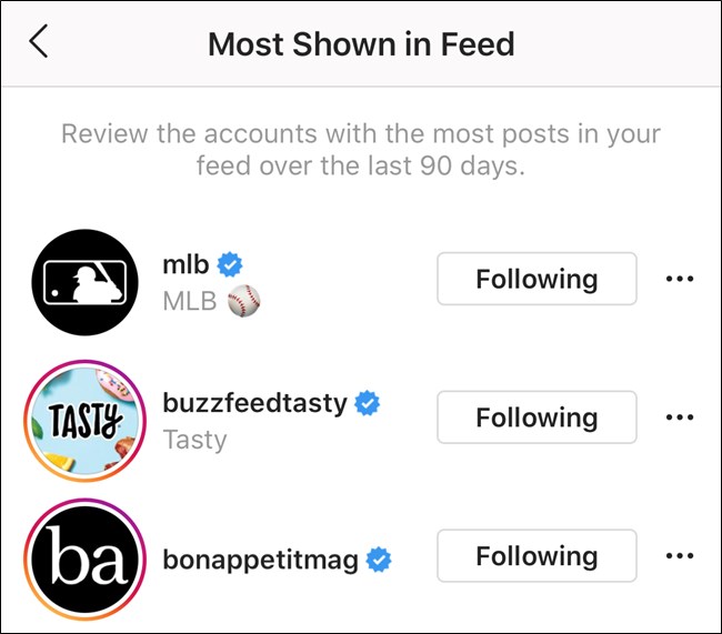 I più mostrati nei feed Instagram