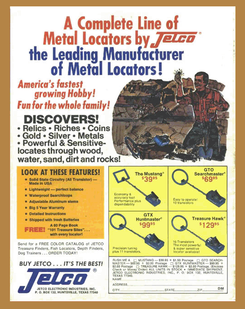 Détecteurs de métaux JETCO, détecteurs métaux vintage, vintage métal detector, détecteurs de métaux anciens, old métal detector