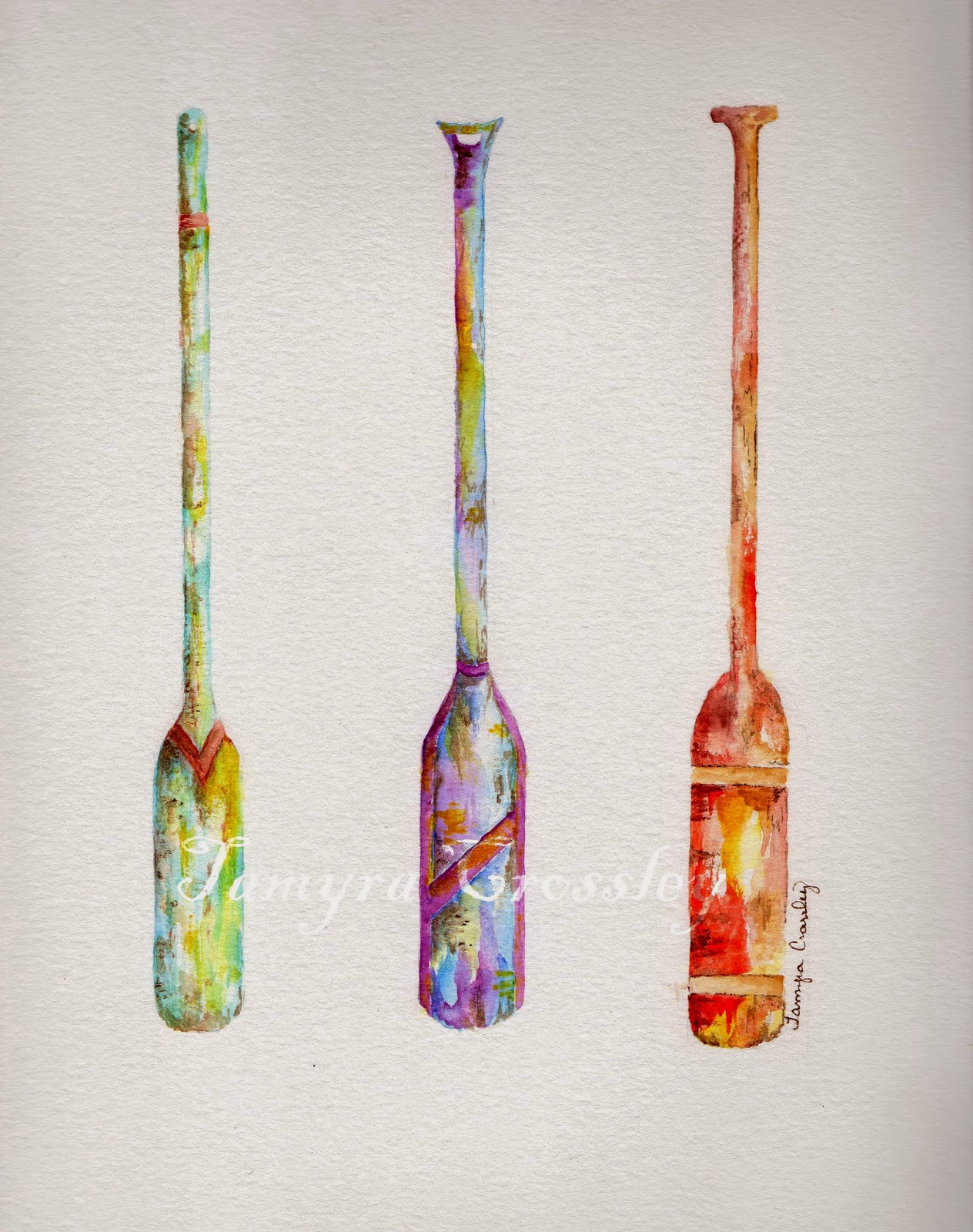 Tamyra Crossley Art Boat Oars Watercolor