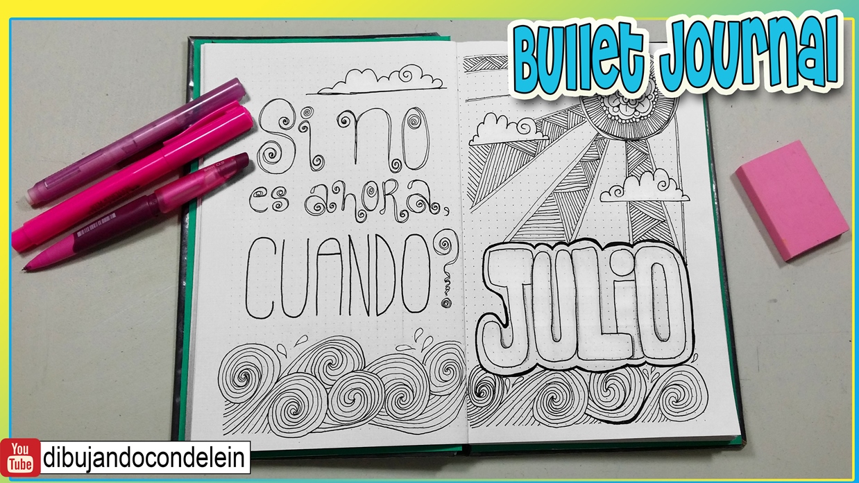 dibujando con delein: Bullet Journal Portada del mes de Julio