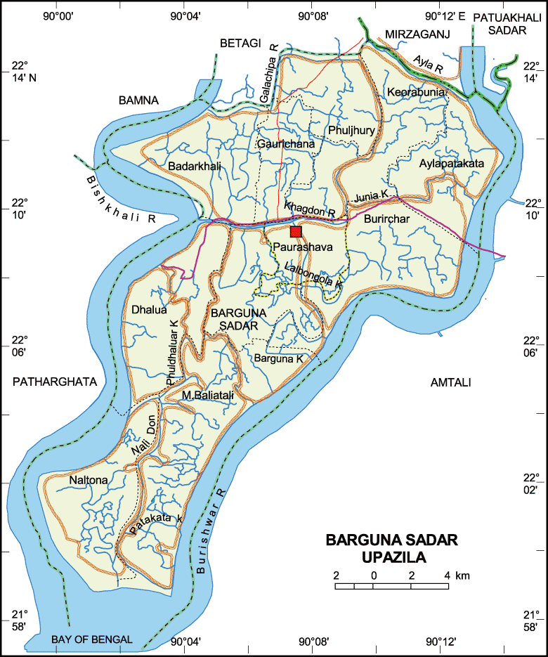 Barguna Sadar Upazila Map Barguna District Bangladesh