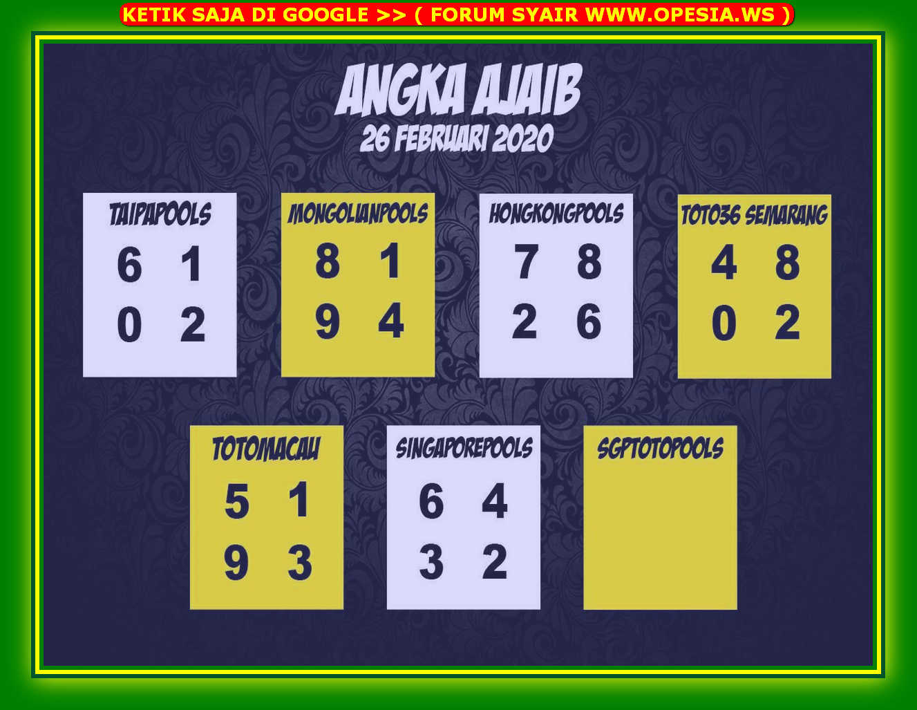1 New Message Kode Syair Hongkong 26 Februari 2020 Forum Syair Togel Hongkong Singapura Sydney