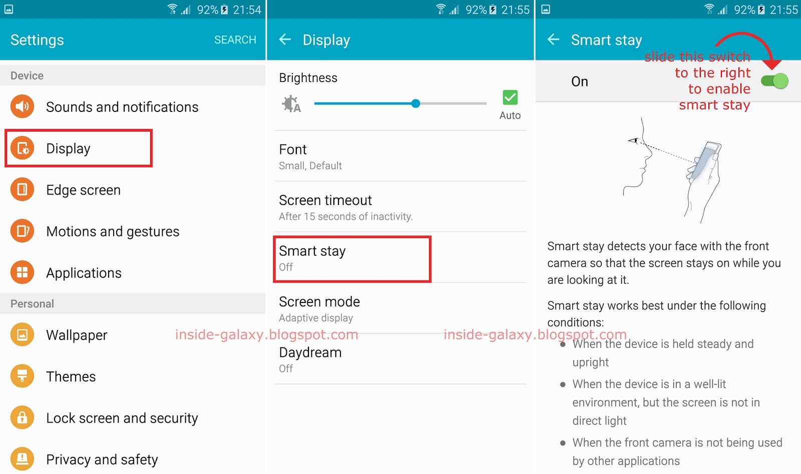 Inside Galaxy Samsung Galaxy S6 Edge How to Enable and Use Smart Stay