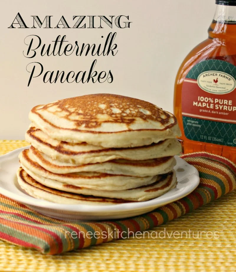 Renee's Kitchen Adventures: Amazing Buttermilk Pancakes.  Good Old fashioned light and fluffy pancakes. 