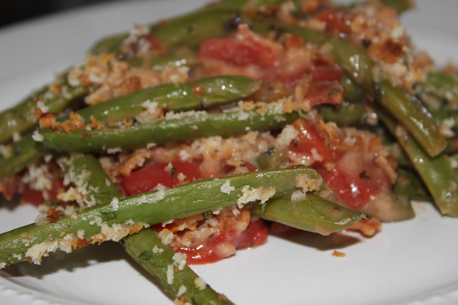 Three Peas In My Little Pod Green bean, tomato & bacon casserole