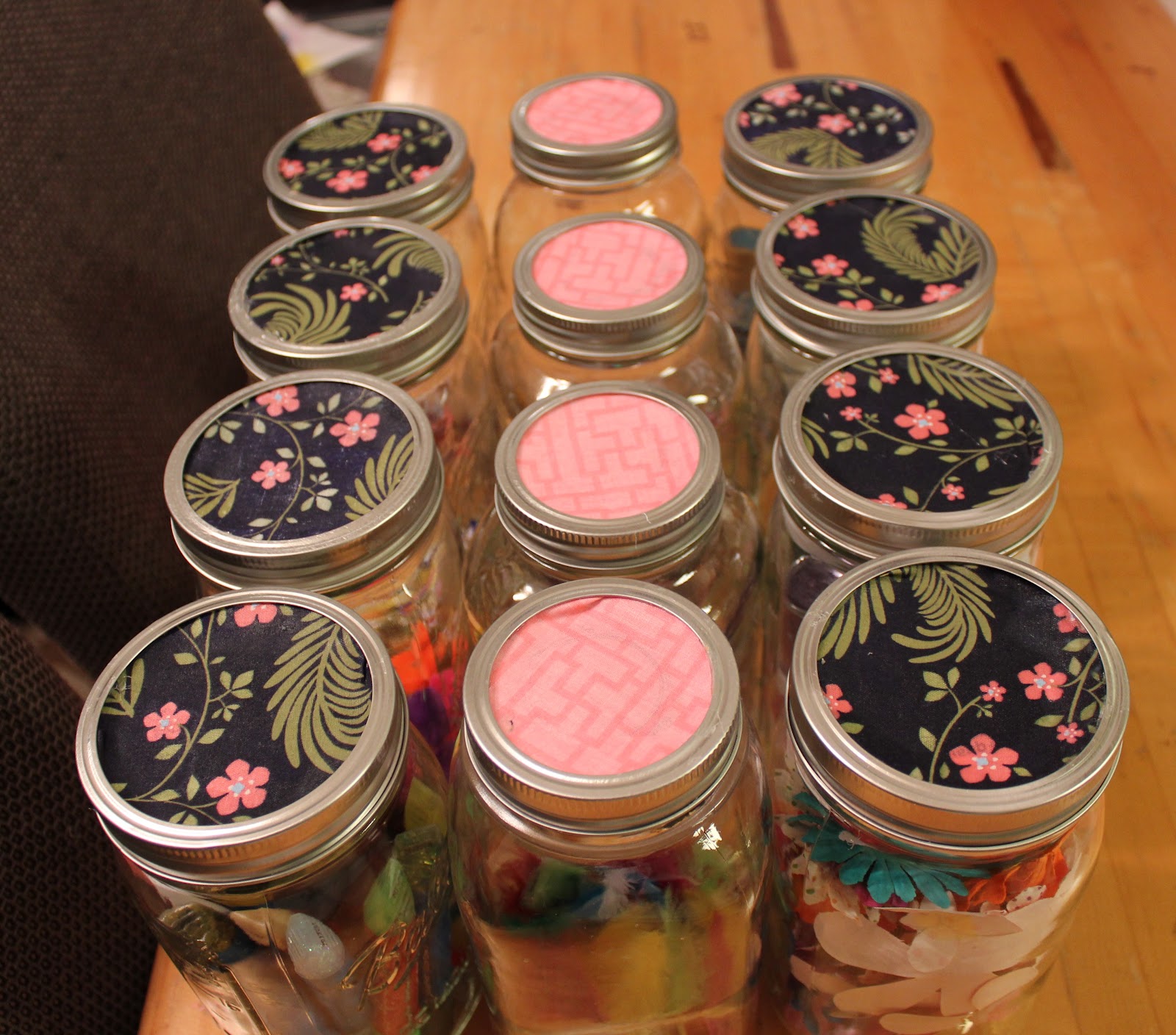 PeaHen Pad Fabric Covered Mason Jar lids