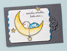 Stampin' Up! Moon Baby stamp set + Watercolor Pencils from 2017 Occasions Catalog #stampinup