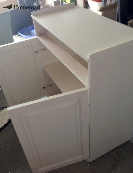 Wooden cabinet painted white