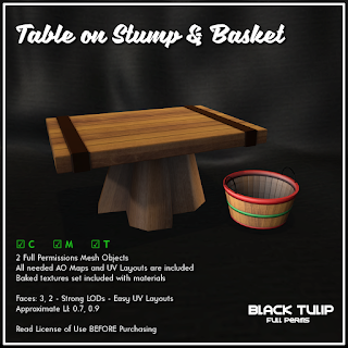 [Black Tulip] Mesh - Table on Tree Stump and Basket