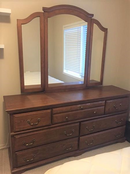 Limed Oak Dresser And Tri Fold Mirror In Fusion S Seaside