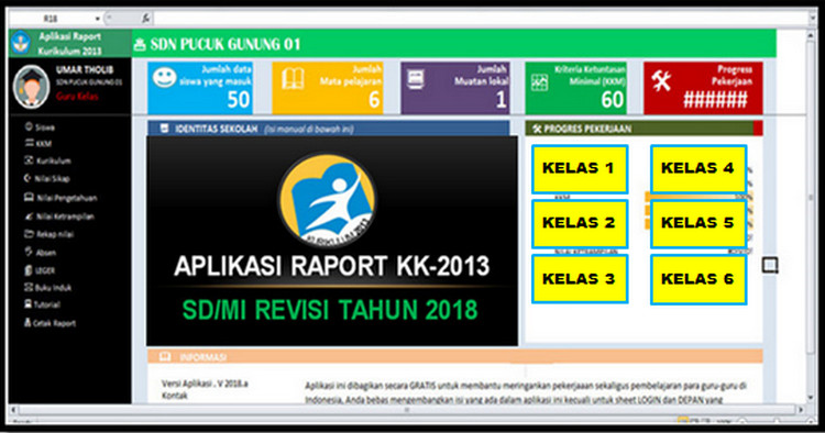 Aplikasi Raport K13 Kelas 1 , 2 , 3 , 4 , 5 dan 6 Semester