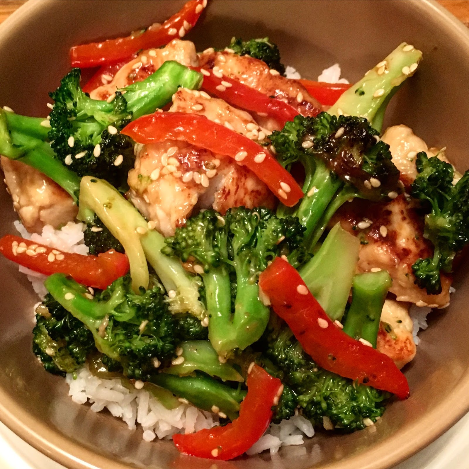 handmade&homemade Sesame Chicken with Broccoli and Red Pepper