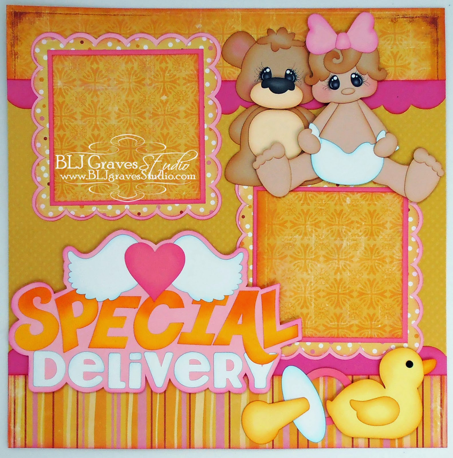 BLJ Graves Studio Special Delivery Baby Girl Scrapbook Pages