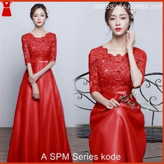A4SPM Pakaian Dress Pesta Model Korea MAROON Bj138A