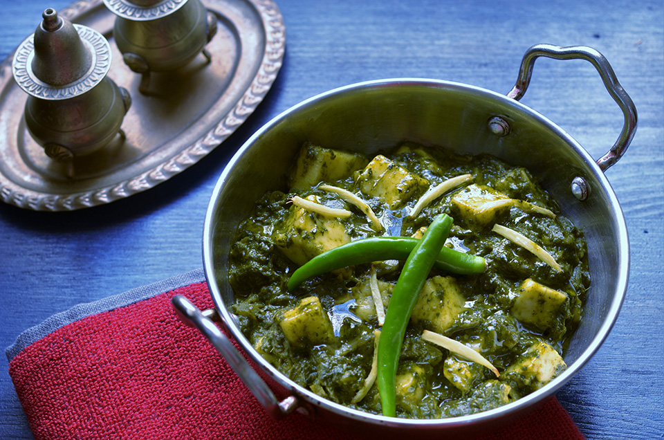 palak paneer, cottage cheese with spinach