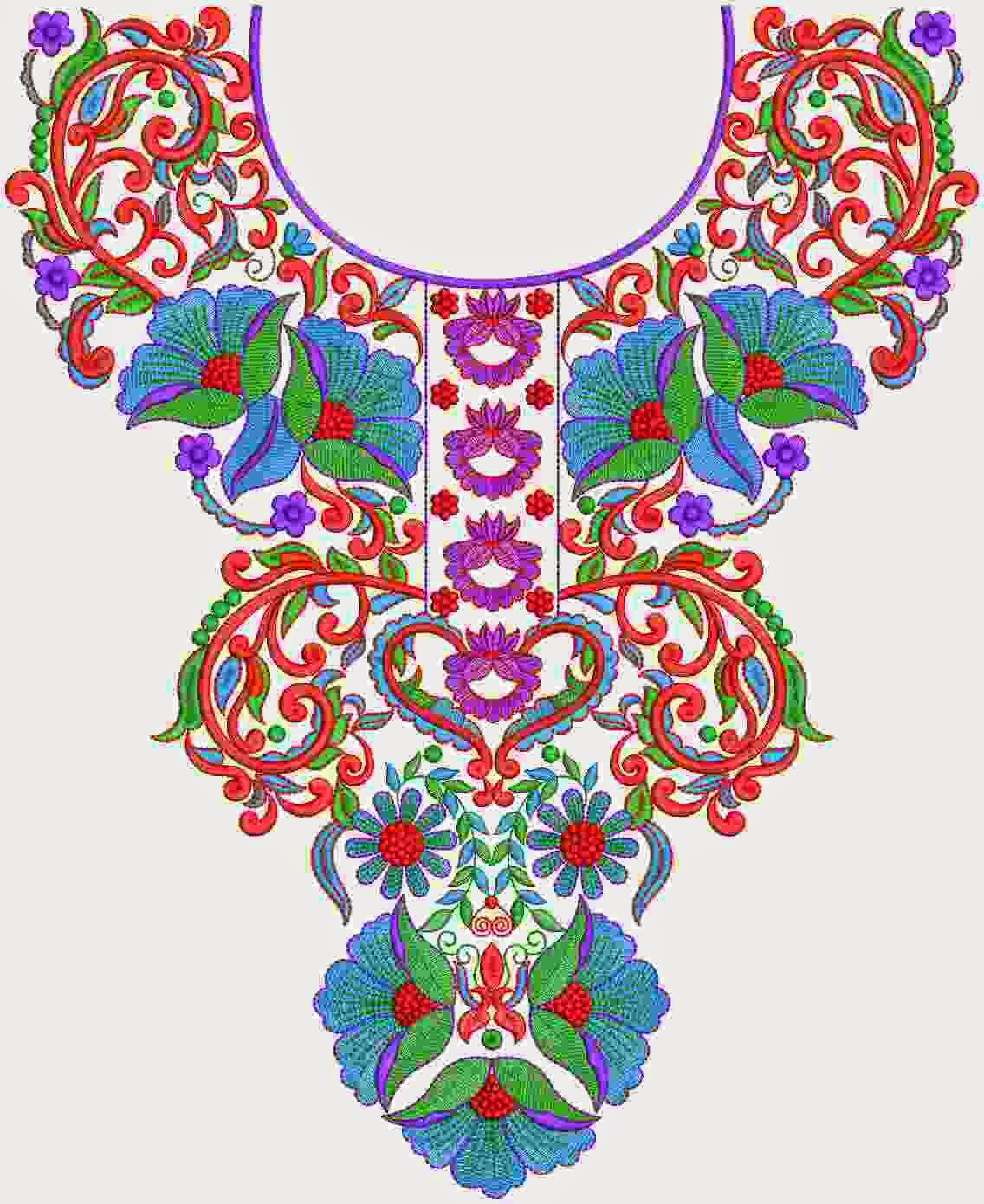 EmbDesignTube: Six Colorful Neck Designs For Ladies Dresses