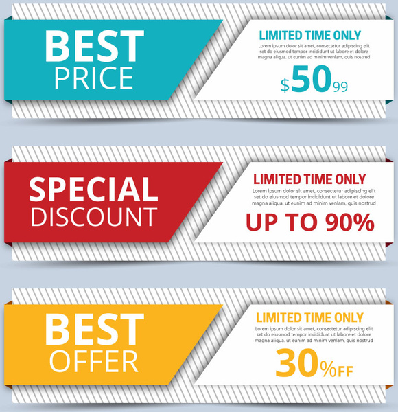 Sales promotion banners sets on 3d background Free vector