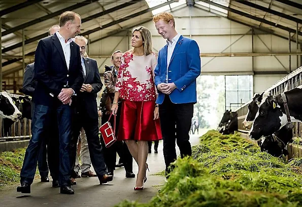 Queen Maxima of The Netherland visits a dairy farm (FrieslandCampina) in Koudum, The Netherlands