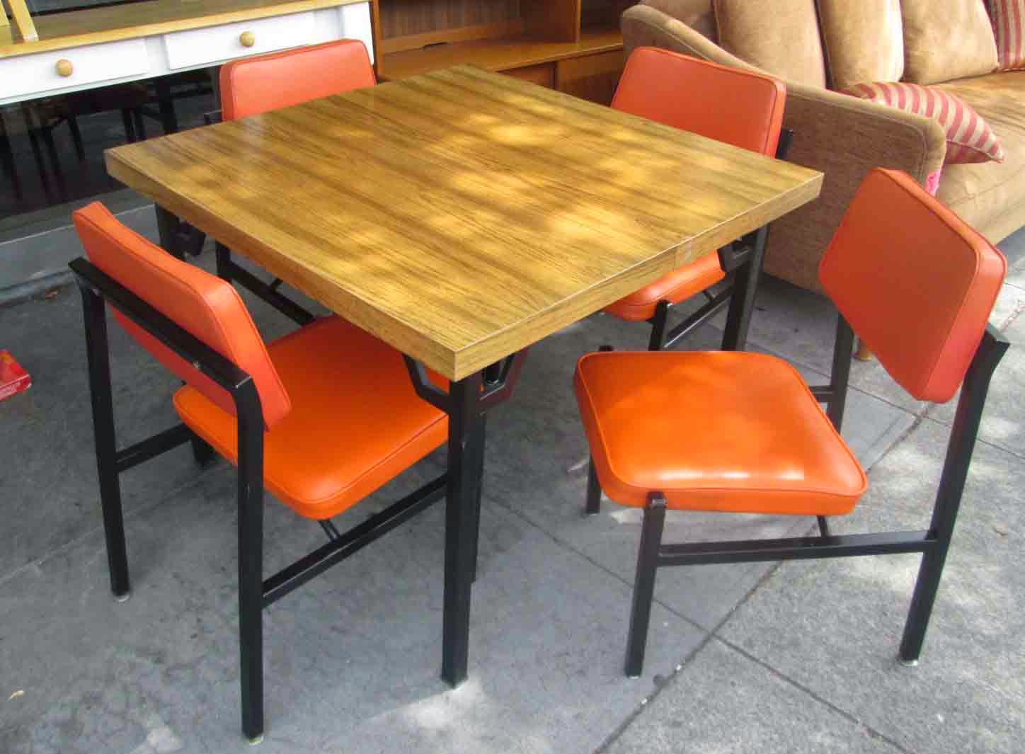 UHURU FURNITURE & COLLECTIBLES: SOLD Retro Orange Dining Set: Table, 2