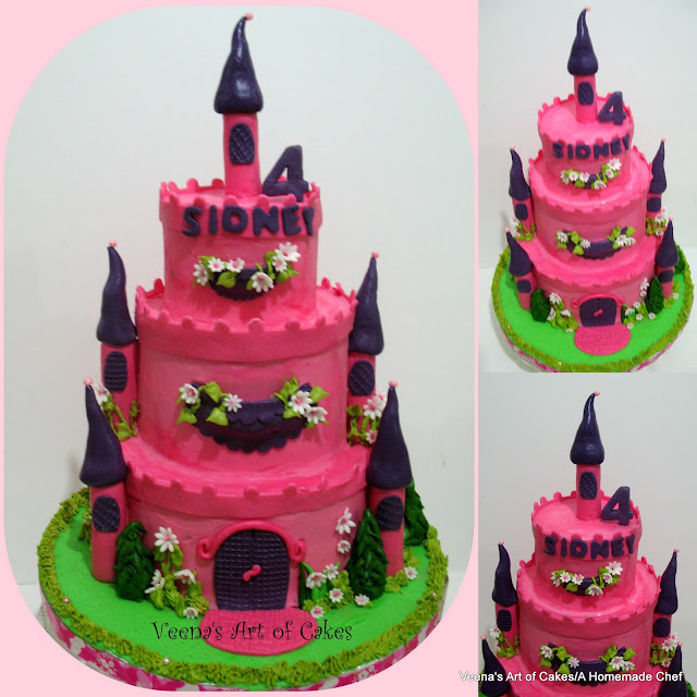 A cake decorated to look like a castle.