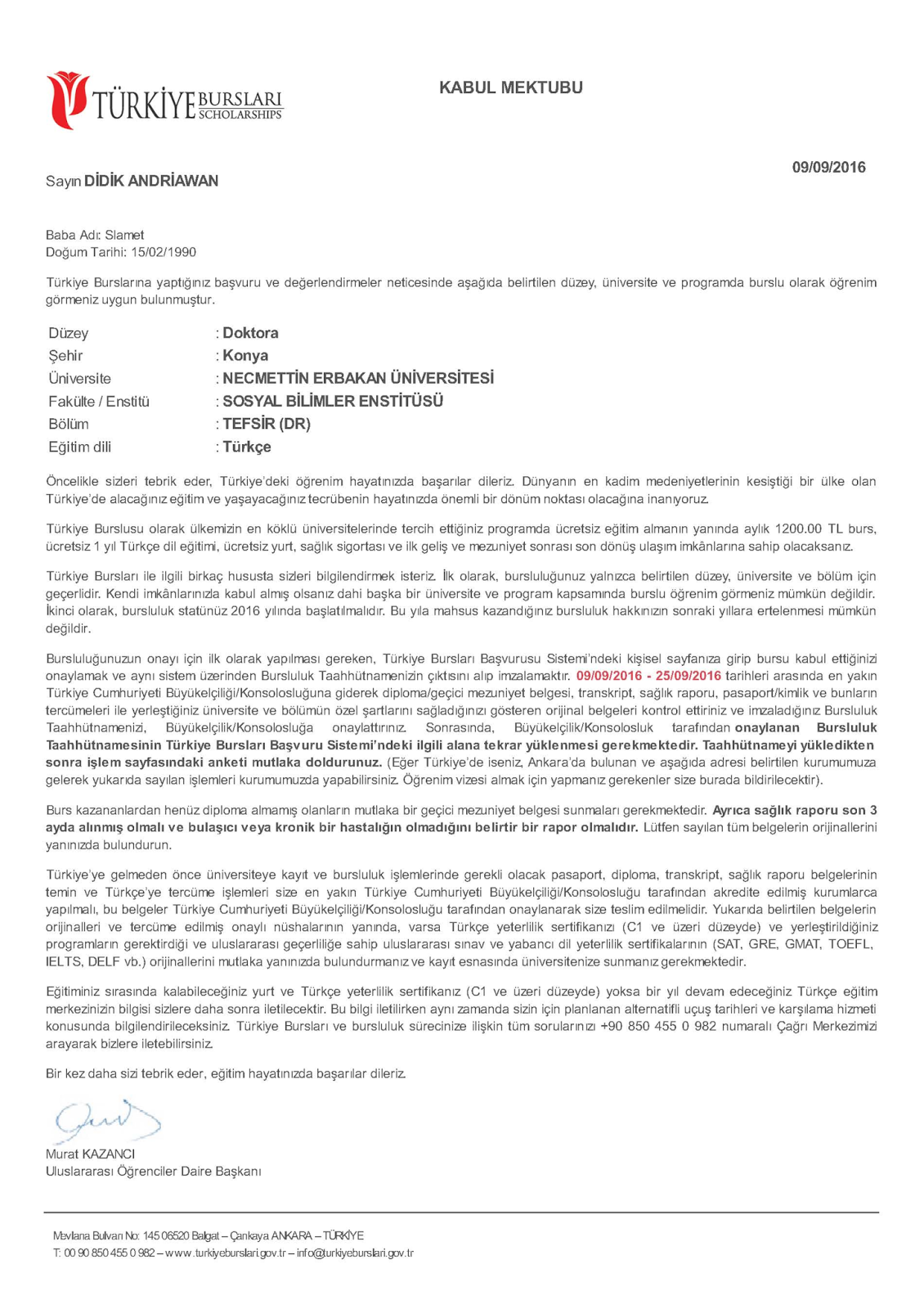 Contoh Surat Rekomendasi Untuk Beasiswa Turki Nusagates