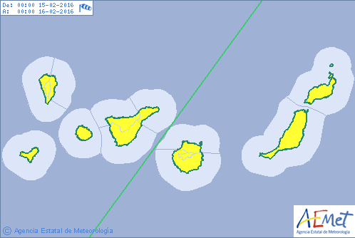 Canarias en aviso amarillo por viento y oleaje, 15 y 16 febrero Canarias en aviso amarillo por viento y oleaje, 15 y 16 febrero