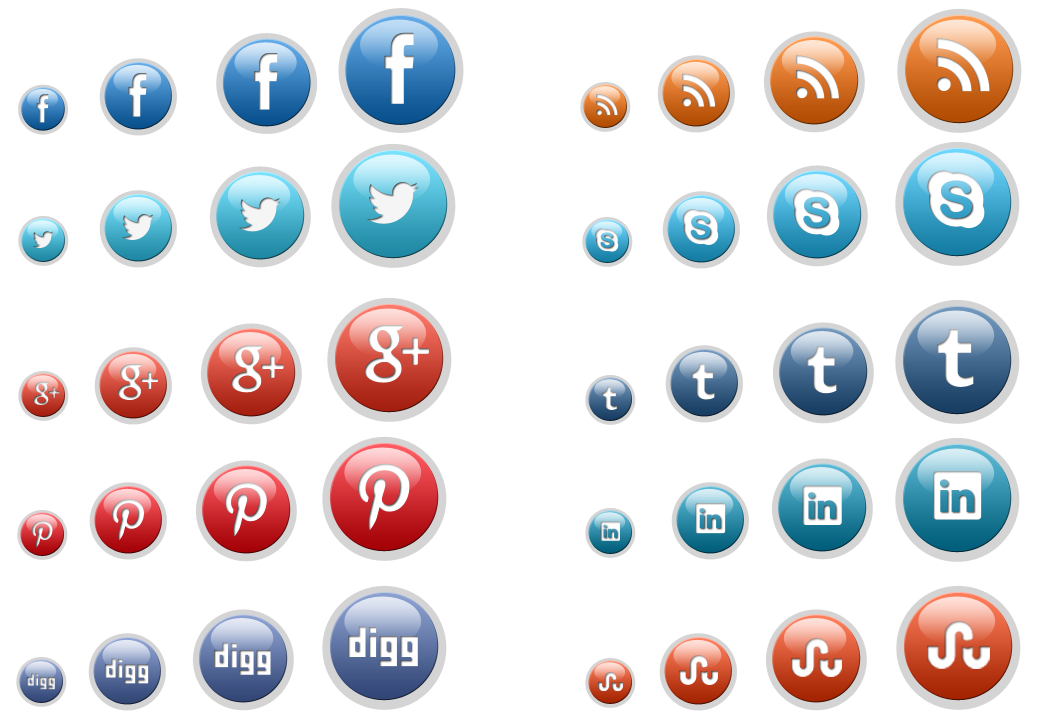 Commonly Used Social Media Icons Vector And Psd Free Think Lala