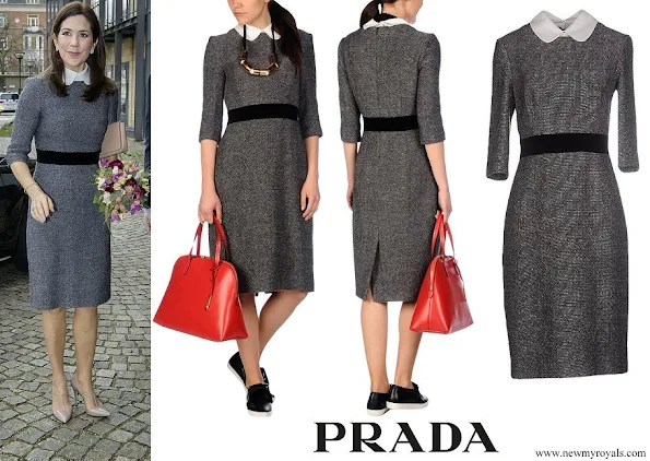 Crown Princess Mary wore Prada Knee length peter-pan-collar dress