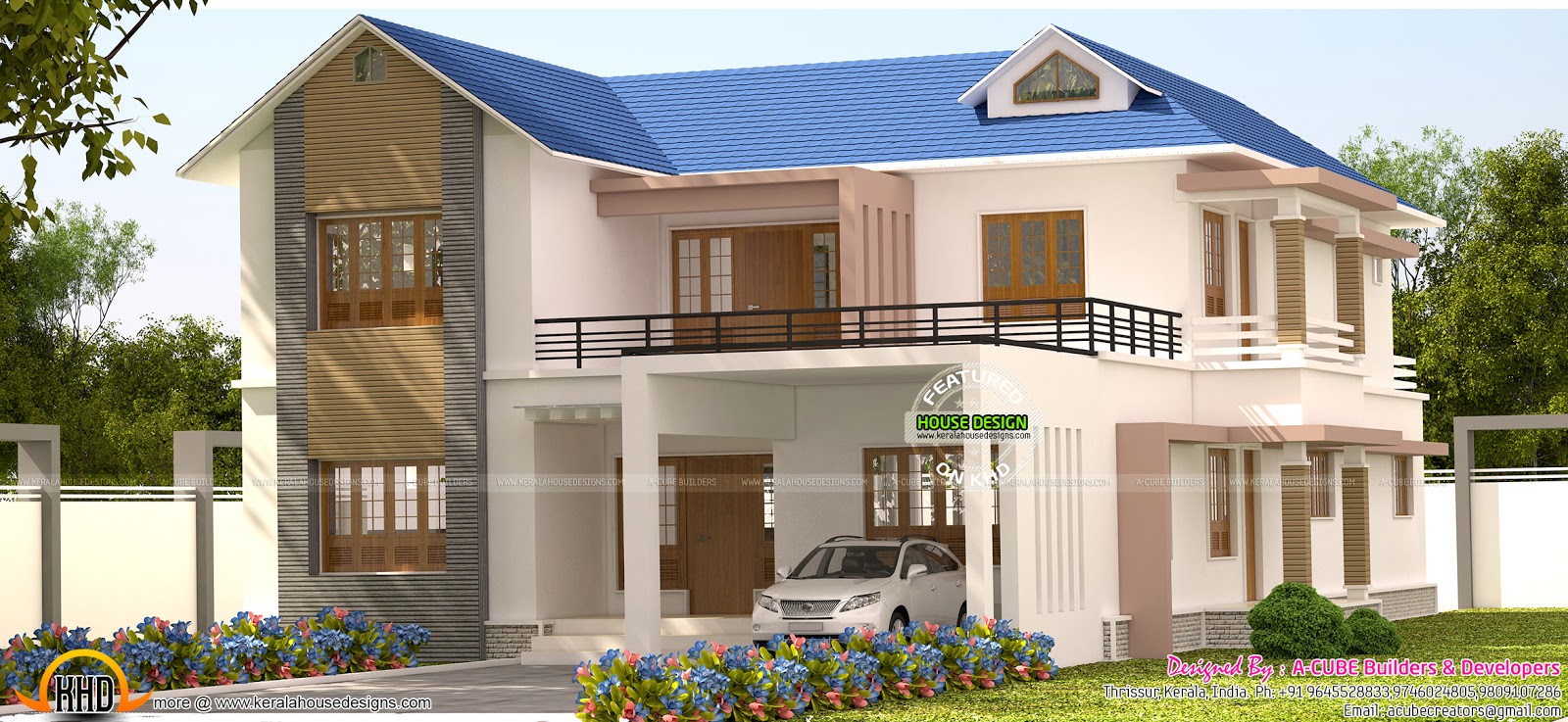 4 bhk Kerala model house - Kerala home design and floor plans - 9000