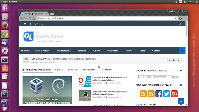 Google Chrome (estável) executando no Ubuntu 16.04.3 LTS, com desktop Unity 7