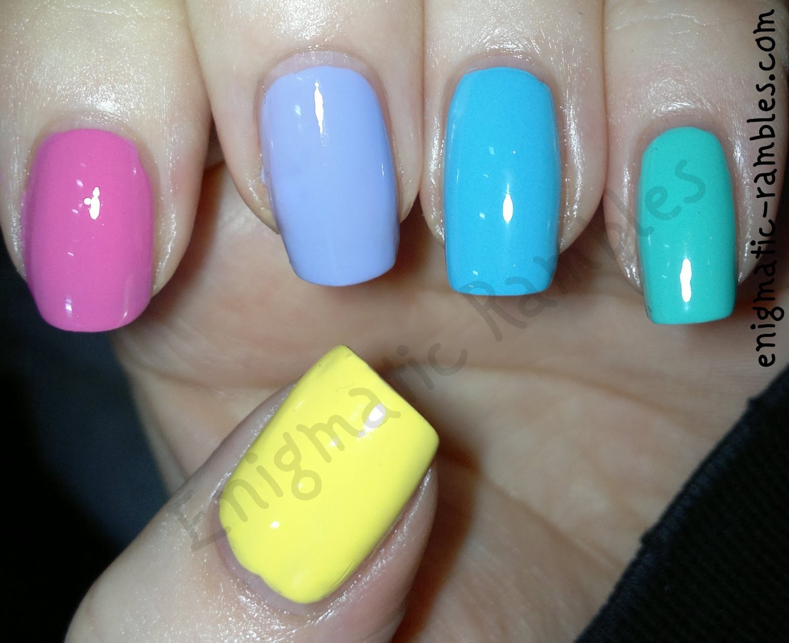 spring-2014-nail-polish-varnish-elf-eye-lips-face-yellow-models-own-pink-blush-barry-m-prickly-pear-greenberry-maybelline-cool-blue-skittle