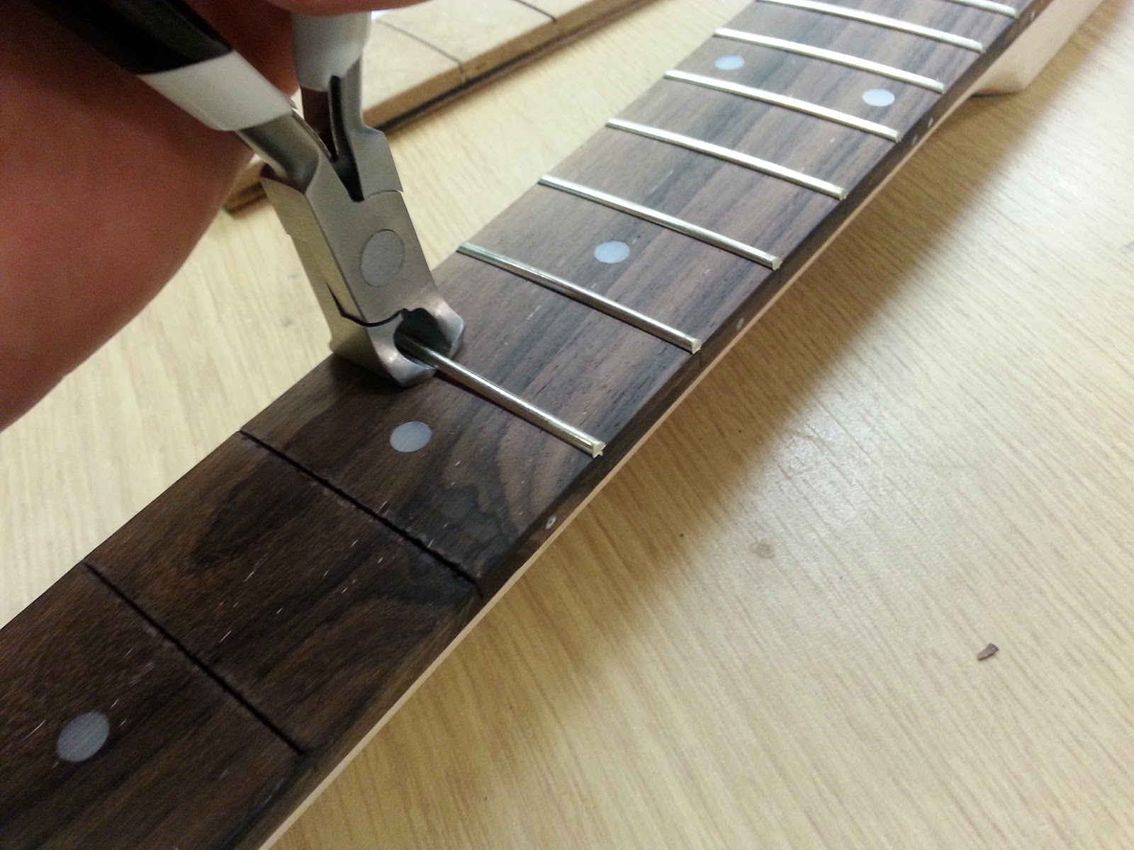 Nerd Club Fretting a resin fingerboard