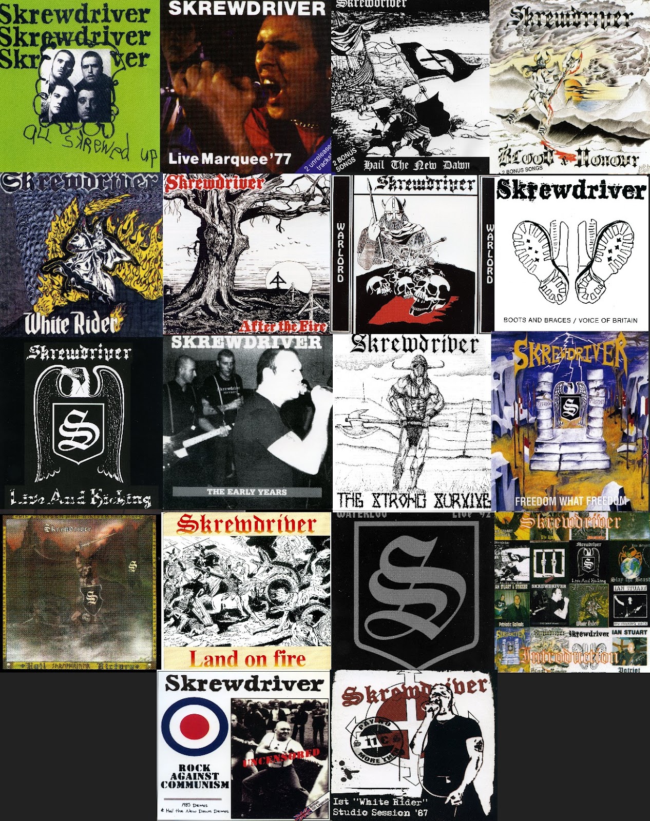 Rac Haine Rif SKREWDRIVER Discographie 1977 à 2007