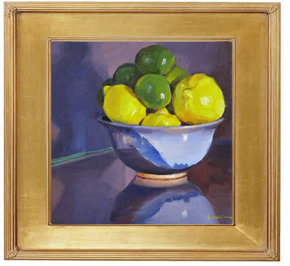 Sedwick Studio "Lemons and Limes" fruit bowl still life oil painting