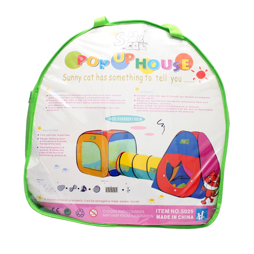 Tenda Terowongan Warna Warni Sunny Cat Ukuran Besar Panjang 310cm
