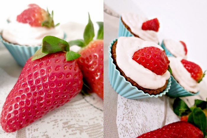Schokoladen-Erdbeer Cupcakes