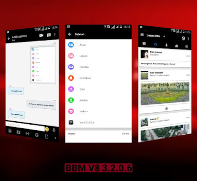 BBM Messenger V8 Base BBM MOD v3.2.0.6 APK Update Terbaru 2016 Full Fitur New Sytle